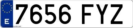Ejemplo de matrícula española 7656 FYZ
