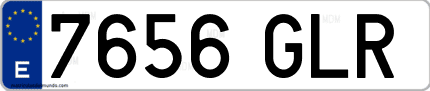 Ejemplo de matrícula de coche ordinaria 7656 GLR