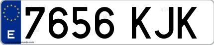 Ejemplo de matrícula española 7656 KJK
