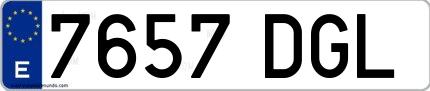 Ejemplo de matrícula española 7657 DGL