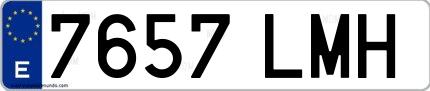 Ejemplo de matrícula española 7657 LMH