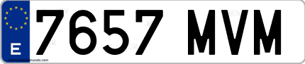 Ejemplo de matrícula de coche ordinaria 7657 MVM