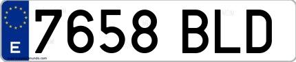 Ejemplo de matrícula española 7658 BLD