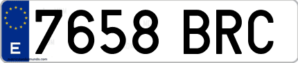 Ejemplo de matrícula de coche ordinaria 7658 BRC