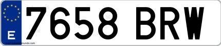 Ejemplo de matrícula española 7658 BRW