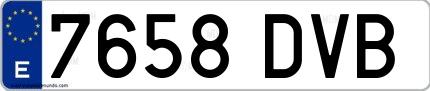 Ejemplo de matrícula española 7658 DVB