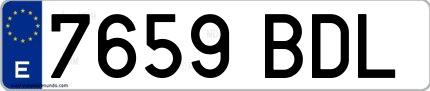 Ejemplo de matrícula española 7659 BDL