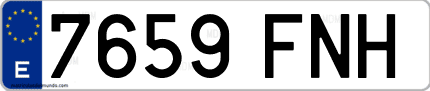 Ejemplo de matrícula de coche ordinaria 7659 FNH