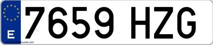 Ejemplo de matrícula española 7659 HZG