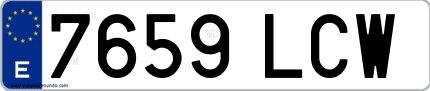 Ejemplo de matrícula española 7659 LCW