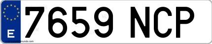 Ejemplo de matrícula española 7659 NCP