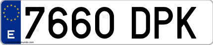 Ejemplo de matrícula de coche ordinaria 7660 DPK
