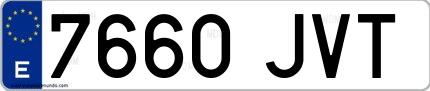Ejemplo de matrícula española 7660 JVT