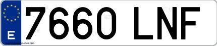 Ejemplo de matrícula española 7660 LNF