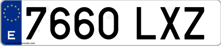 Ejemplo de matrícula de coche ordinaria 7660 LXZ