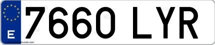 Ejemplo de matrícula española 7660 LYR