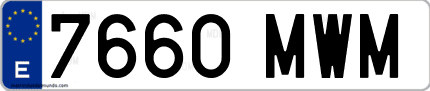 Ejemplo de matrícula de coche ordinaria 7660 MWM