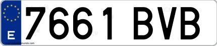 Ejemplo de matrícula española 7661 BVB