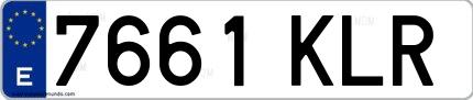 Ejemplo de matrícula española 7661 KLR