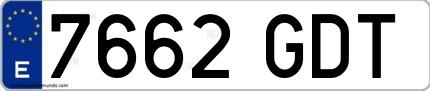 Ejemplo de matrícula española 7662 GDT