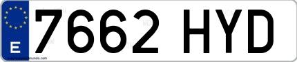 Ejemplo de matrícula española 7662 HYD