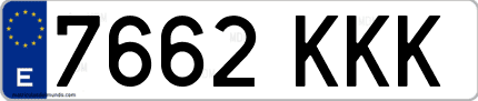 Ejemplo de matrícula de coche ordinaria 7662 KKK