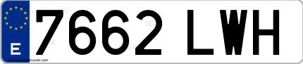 Ejemplo de matrícula española 7662 LWH