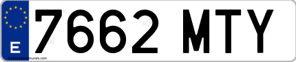 Ejemplo de matrícula de coche ordinaria 7662 MTY