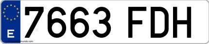Ejemplo de matrícula española 7663 FDH