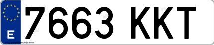 Ejemplo de matrícula española 7663 KKT