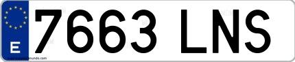 Ejemplo de matrícula española 7663 LNS