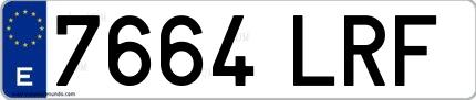Ejemplo de matrícula española 7664 LRF