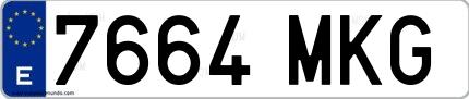 Ejemplo de matrícula española 7664 MKG