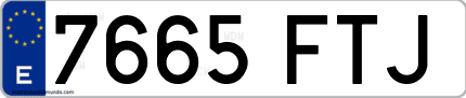 Ejemplo de matrícula de coche ordinaria 7665 FTJ