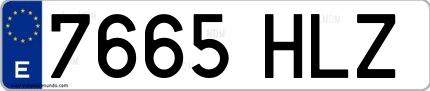Ejemplo de matrícula española 7665 HLZ