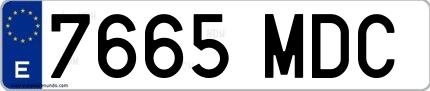Ejemplo de matrícula española 7665 MDC
