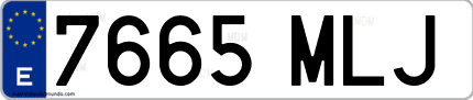 Ejemplo de matrícula de coche ordinaria 7665 MLJ
