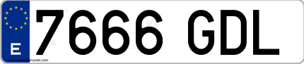 Ejemplo de matrícula de coche ordinaria 7666 GDL