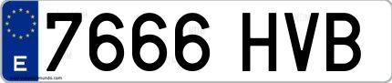 Ejemplo de matrícula española 7666 HVB