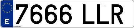 Ejemplo de matrícula española 7666 LLR