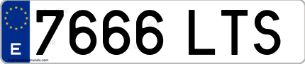Ejemplo de matrícula de coche ordinaria 7666 LTS