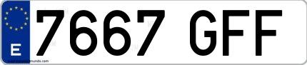 Ejemplo de matrícula española 7667 GFF