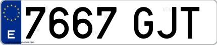 Ejemplo de matrícula española 7667 GJT