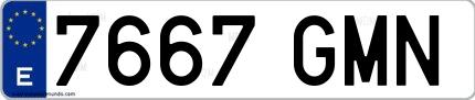 Ejemplo de matrícula española 7667 GMN