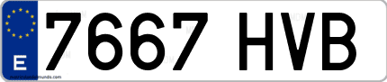 Ejemplo de matrícula de coche ordinaria 7667 HVB