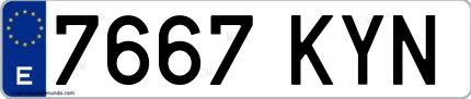 Ejemplo de matrícula española 7667 KYN