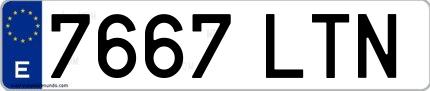 Ejemplo de matrícula española 7667 LTN