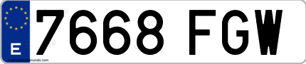 Ejemplo de matrícula de coche ordinaria 7668 FGW