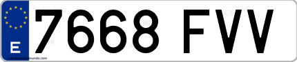 Ejemplo de matrícula de coche ordinaria 7668 FVV