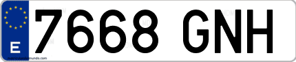 Ejemplo de matrícula de coche ordinaria 7668 GNH